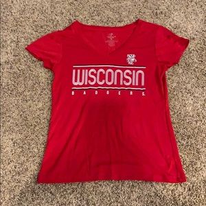 Wisconsin Badgers red v-neck t-shirt
